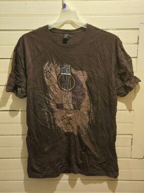 Gildan Shirt Mens XL Guitar Graphic Brown Short Sleeve Softstyle Tee Music